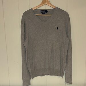 Polo by Ralph Lauren Men's V-Neck Sweater in Gray